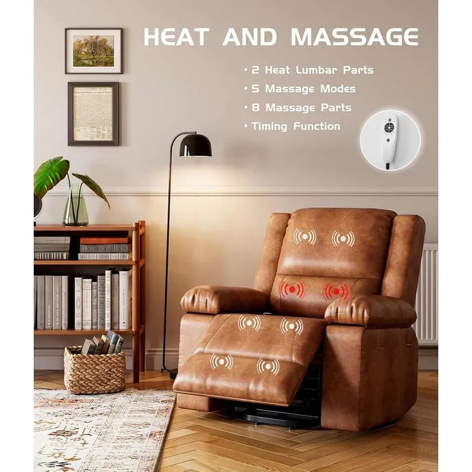 Fauteuil releveur électrique en cuir avec chaleur & massage