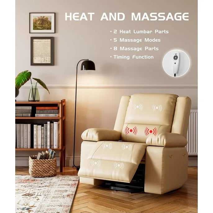 Fauteuil releveur électrique en cuir avec chaleur & massage