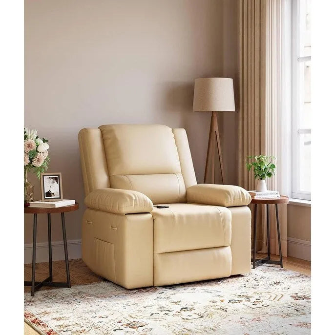 Fauteuil releveur électrique en cuir avec chaleur & massage