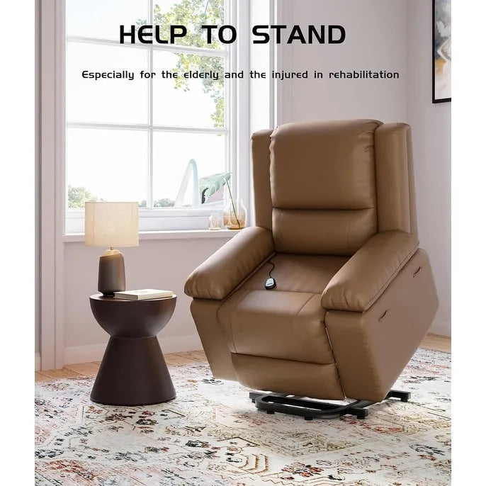 Fauteuil releveur électrique en cuir avec chaleur & massage