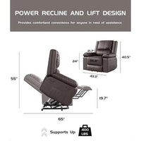Fauteuil releveur électrique en cuir avec chaleur & massage