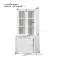 Vitrine haute de 75,25 po avec portes vitrées doubles, bahut de style traditionnel
