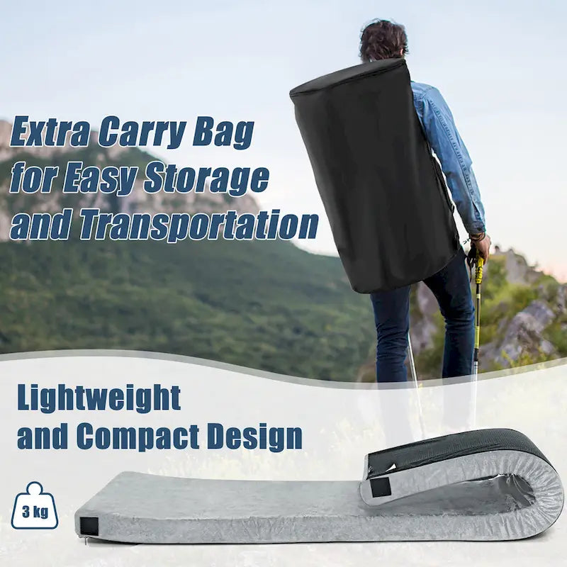 Matelas de Voyage Léger Enroulable Gymax 72 pouces Portable en Mousse à Mémoire de Forme