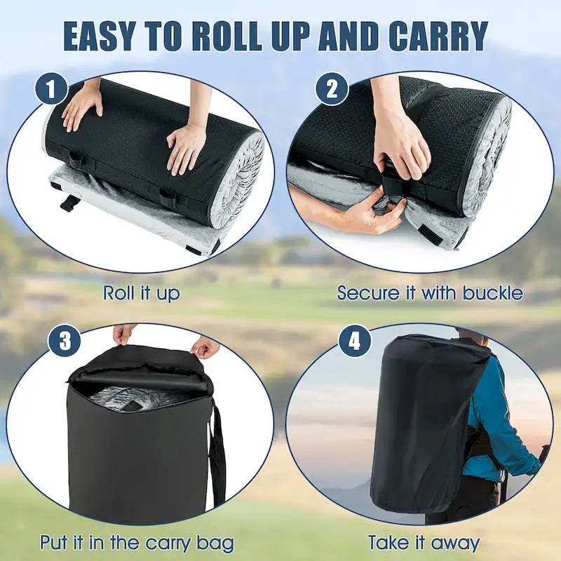 Matelas de Voyage Léger Enroulable Gymax 72 pouces Portable en Mousse à Mémoire de Forme