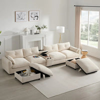 Canapé sectionnel modulable en forme de U 142 avec ottomans de rangement et console