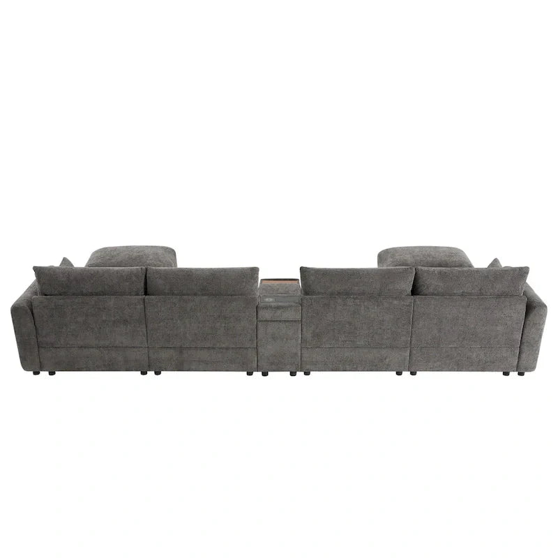 Canapé sectionnel modulable en forme de U 142 avec ottomans de rangement et console