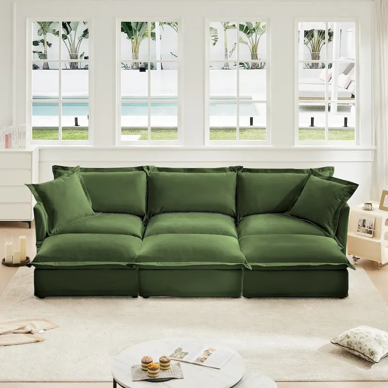 Canapé sectionnel 3 places en chenille 120 avec 3 ottomans