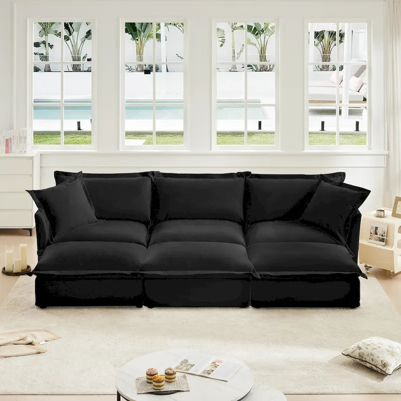 Canapé sectionnel 3 places en chenille 120 avec 3 ottomans