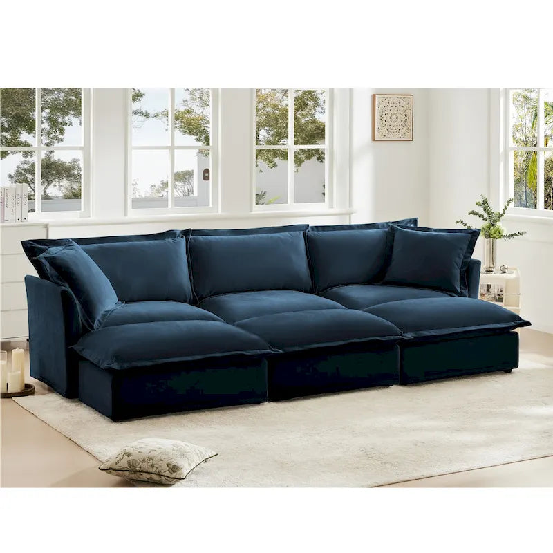 Canapé sectionnel 3 places en chenille 120 avec 3 ottomans