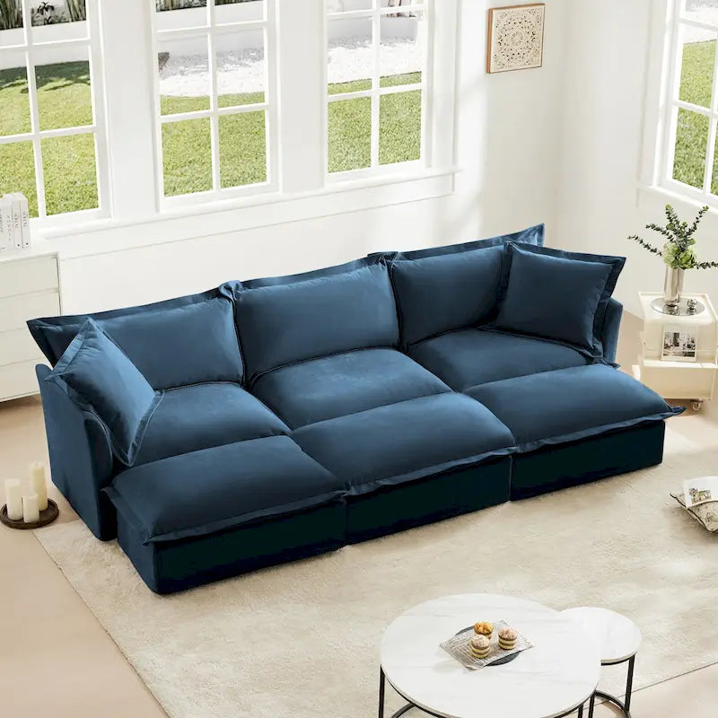 Canapé sectionnel 3 places en chenille 120 avec 3 ottomans