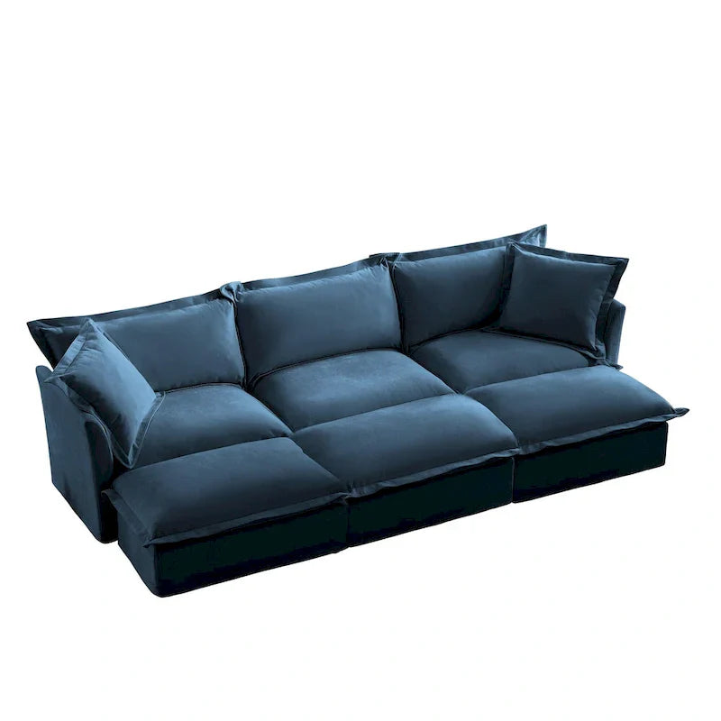 Canapé sectionnel 3 places en chenille 120 avec 3 ottomans