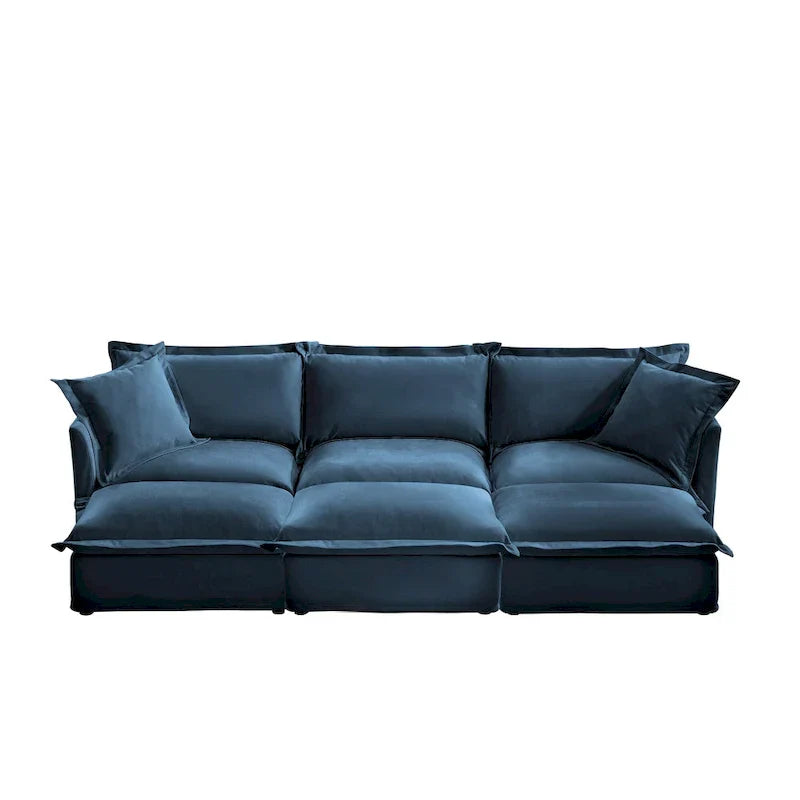 Canapé sectionnel 3 places en chenille 120 avec 3 ottomans