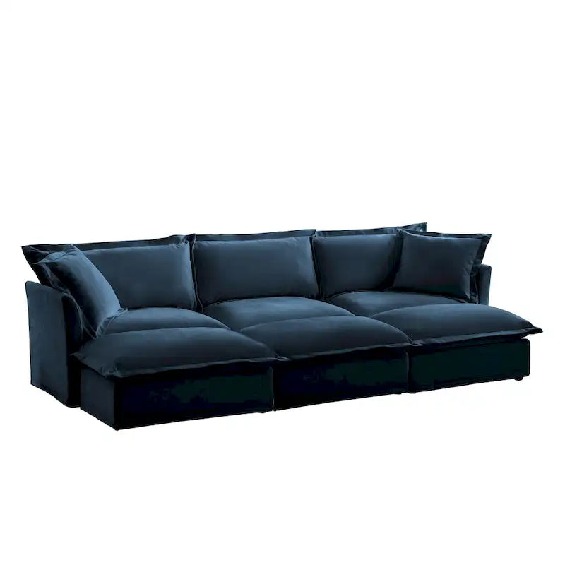 Canapé sectionnel 3 places en chenille 120 avec 3 ottomans