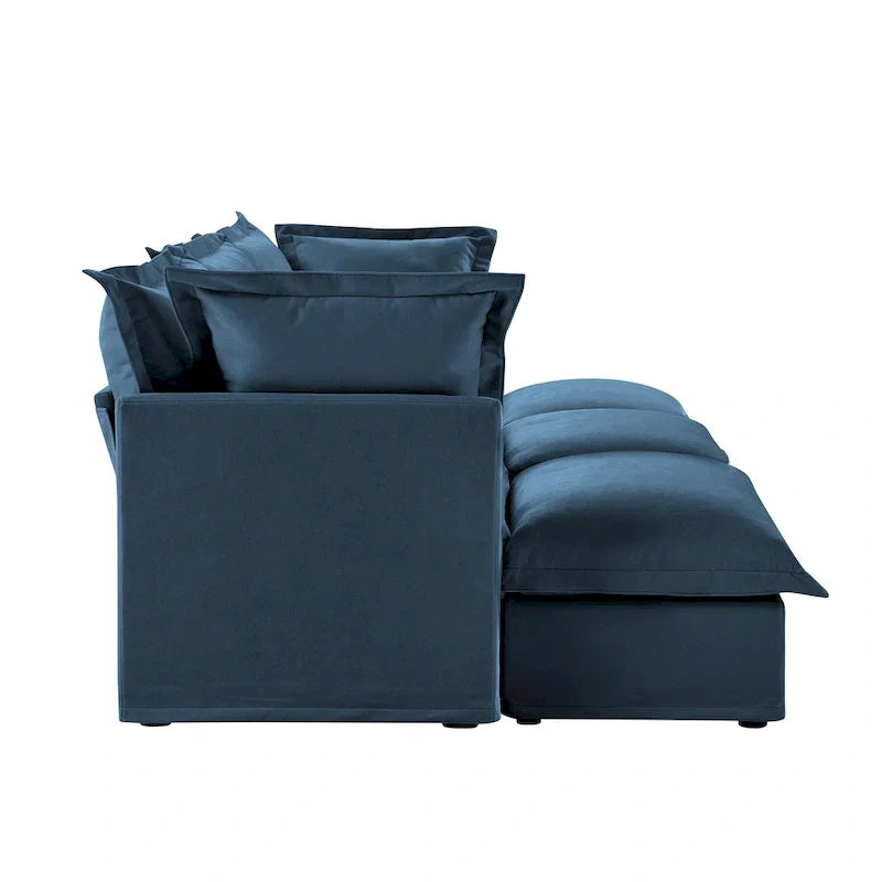 Canapé sectionnel 3 places en chenille 120 avec 3 ottomans