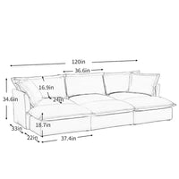 Canapé sectionnel 3 places en chenille 120 avec 3 ottomans
