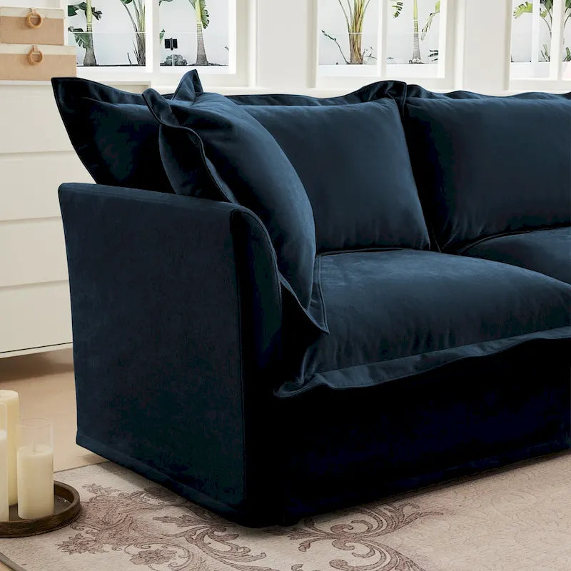 Canapé sectionnel 3 places en chenille 120 avec 3 ottomans