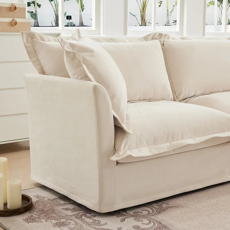 Canapé sectionnel 3 places en chenille 120 avec 3 ottomans
