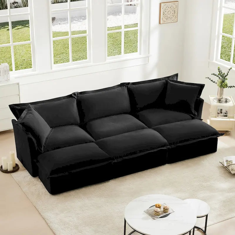 Canapé sectionnel 3 places en chenille 120 avec 3 ottomans