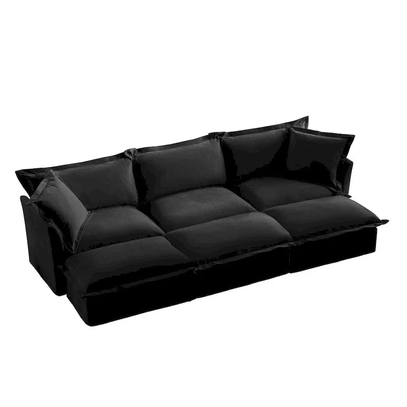 Canapé sectionnel 3 places en chenille 120 avec 3 ottomans