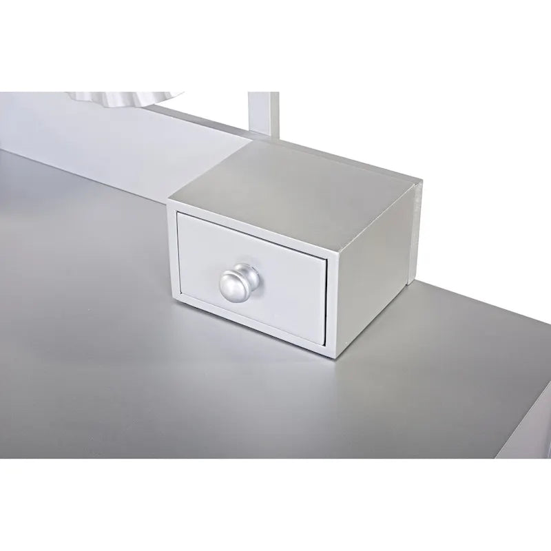 Coiffeuse de luxe avec miroir rond, hauteur réglable, ensemble coiffeuse élégant, 4 tiroirs et tabouret