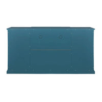 Meuble TV moderne bleu sarcelle 62 po avec grand plateau et 6 tablettes