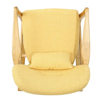 Fauteuil à bascule en bois massif avec coussin en lin et fabrication artisanale haut de gamme