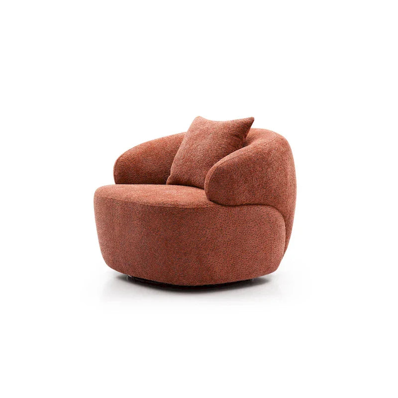 Fauteuil barrel pivotant à 360° Orange Modern 34.6 rembourré avec cadre en bois massif