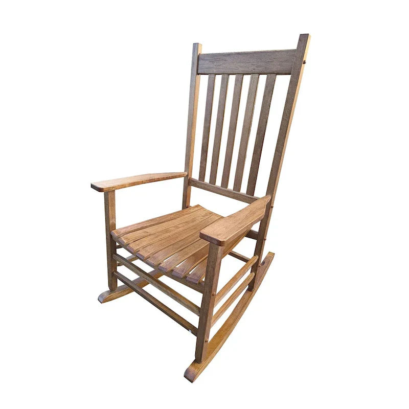 Fauteuil à bascule brun 26.38 à dossier haut avec structure en bois