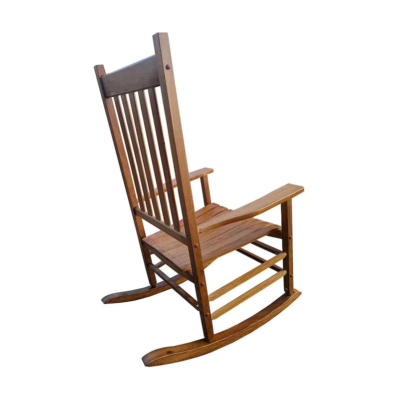 Fauteuil à bascule brun 26.38 à dossier haut avec structure en bois