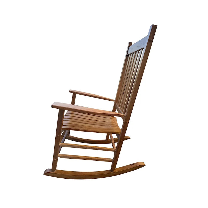 Fauteuil à bascule brun 26.38 à dossier haut avec structure en bois
