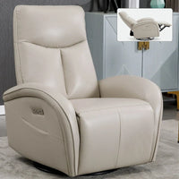 Fauteuil Inclinable Électrique en Cuir Véritable Bleu avec Pivot et Chargement USB