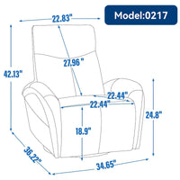 Fauteuil Inclinable Électrique en Cuir Véritable Bleu avec Pivot et Chargement USB