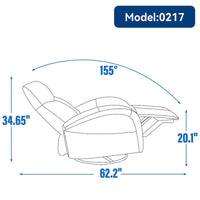 Fauteuil Inclinable Électrique en Cuir Véritable Bleu avec Pivot et Chargement USB