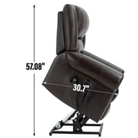 Fauteuil inclinable releveur en cuir véritable marron avec fonction de chauffage, de massage et ports USB