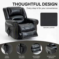 Fauteuil inclinable releveur en cuir véritable marron avec fonction de chauffage, de massage et ports USB