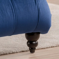 Méridienne bleue 27.17 capitonnée à boutons avec clous décoratifs