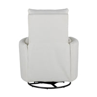 Fauteuil inclinable, pivotant et à bascule capitonné beige avec inclinaison manuelle, pivotement à 360° et deux coussins amovibles