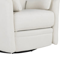 Fauteuil inclinable, pivotant et à bascule capitonné beige avec inclinaison manuelle, pivotement à 360° et deux coussins amovibles