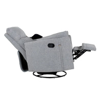 Fauteuil inclinable, pivotant et à bascule capitonné beige avec inclinaison manuelle, pivotement à 360° et deux coussins amovibles