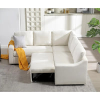 Canapé sectionnel en L 5 places de 81,5 po avec lit escamotable et 6 coussins, divan d'angle multifonction pour le salon