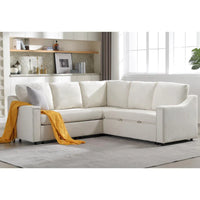 Canapé sectionnel en L 5 places de 81,5 po avec lit escamotable et 6 coussins, divan d'angle multifonction pour le salon