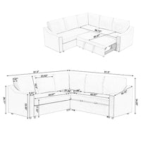 Canapé sectionnel en L 5 places de 81,5 po avec lit escamotable et 6 coussins, divan d'angle multifonction pour le salon