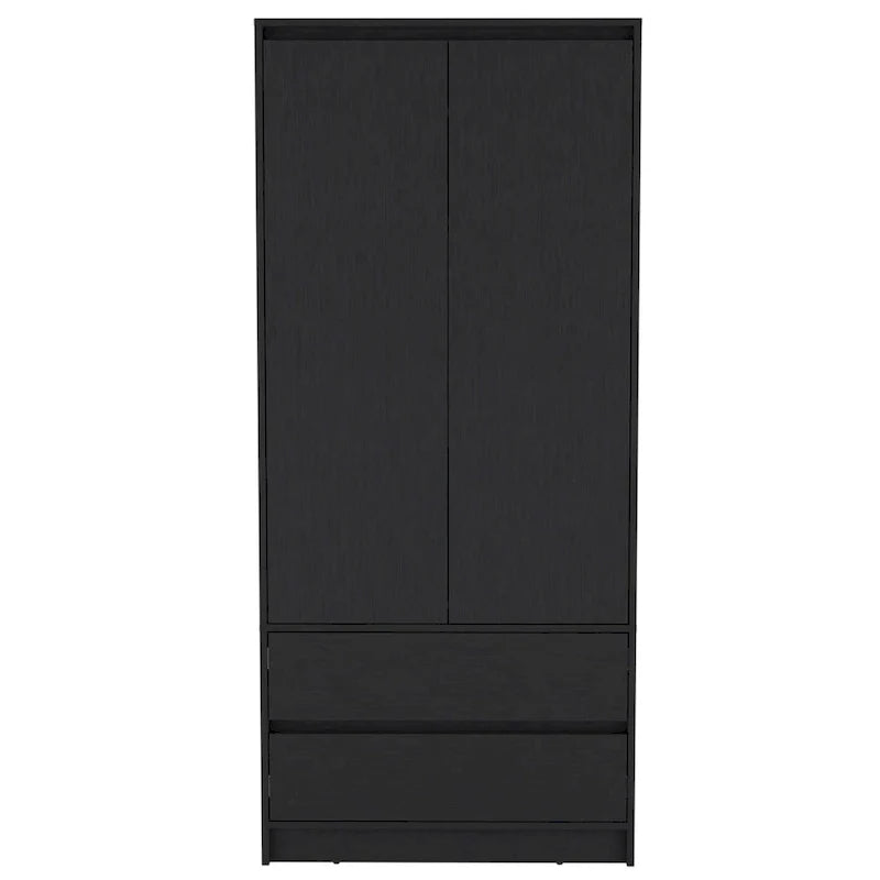 Armoire double porte moderne 20.47 avec tringle et deux tiroirs pour chambre