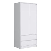 Armoire double porte moderne 20.47 avec tringle et deux tiroirs pour chambre