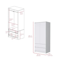 Armoire double porte moderne 20.47 avec tringle et deux tiroirs pour chambre