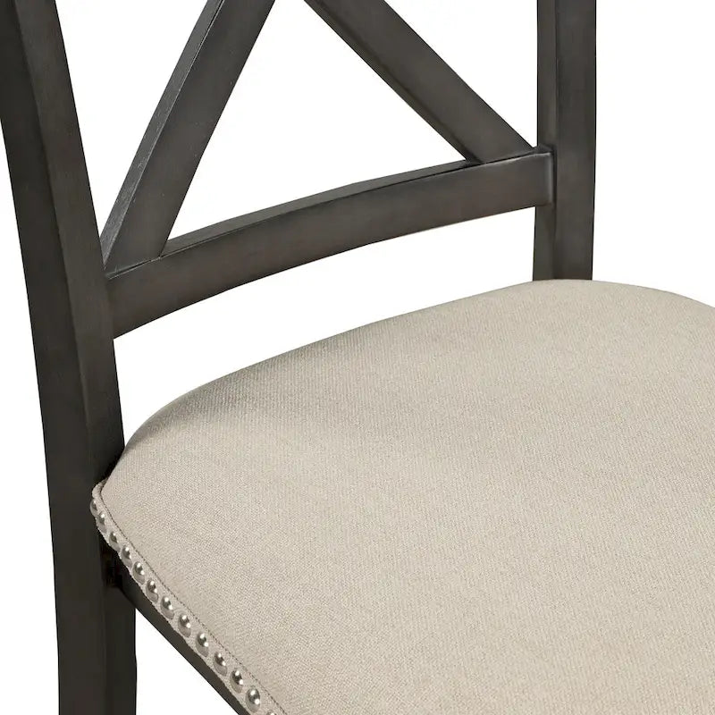Ensemble de salle à manger 5 pièces en bois de style moderne avec table ronde et 4 chaises rembourrées