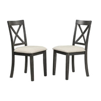 Ensemble de salle à manger 5 pièces en bois de style moderne avec table ronde et 4 chaises rembourrées