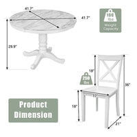 Ensemble de salle à manger 5 pièces en bois de style moderne avec table ronde et 4 chaises rembourrées