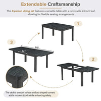 Ensemble de table à manger en bois 7 pièces avec table extensible & 6 chaises