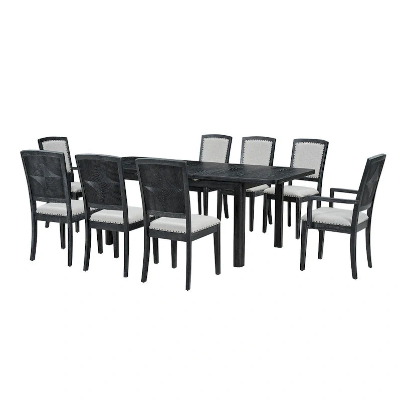 Ensemble de table à manger en bois 7 pièces avec table extensible & 6 chaises